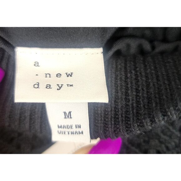 A New Day Womens Black Midi Sweater Pull-On Side Slit Skirt Medium New - Picture 3 of 7